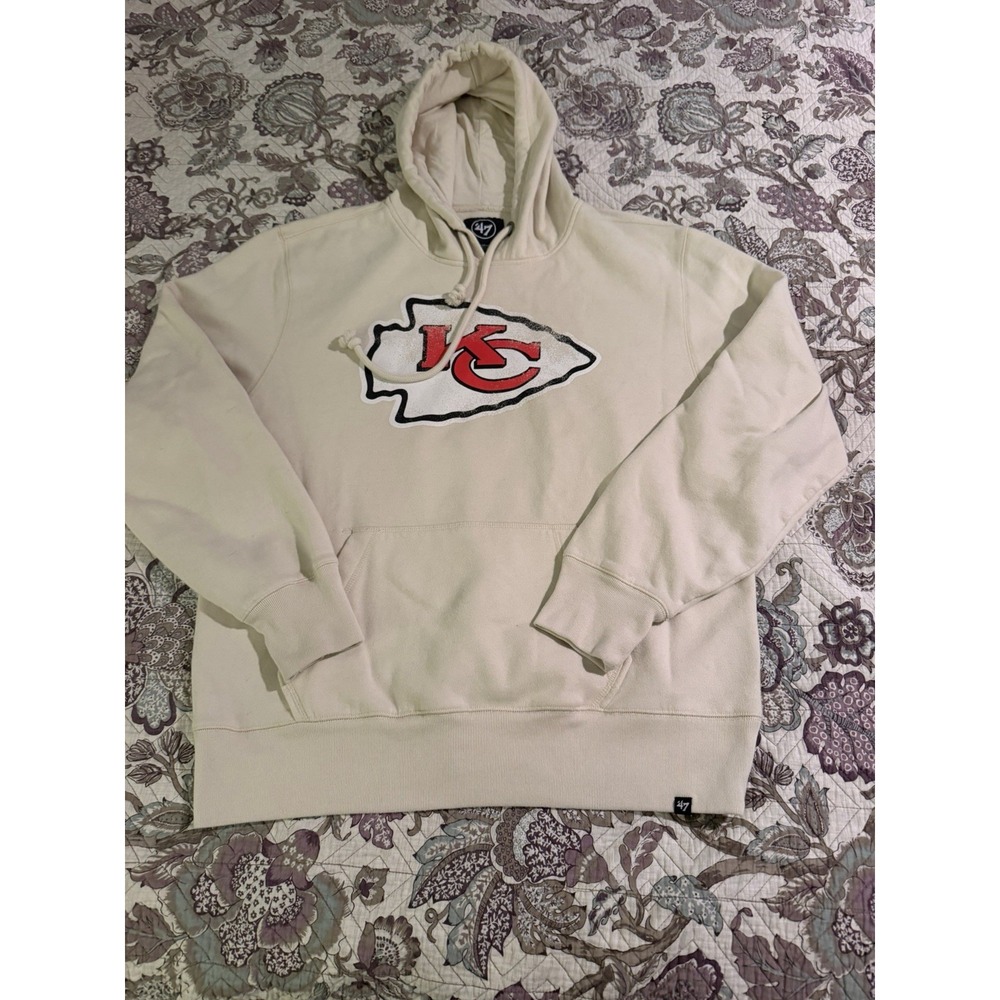 Distressed Kansas City Chiefs Hoodie By 47 Mens XL White NFL Pullover Sweatshirt